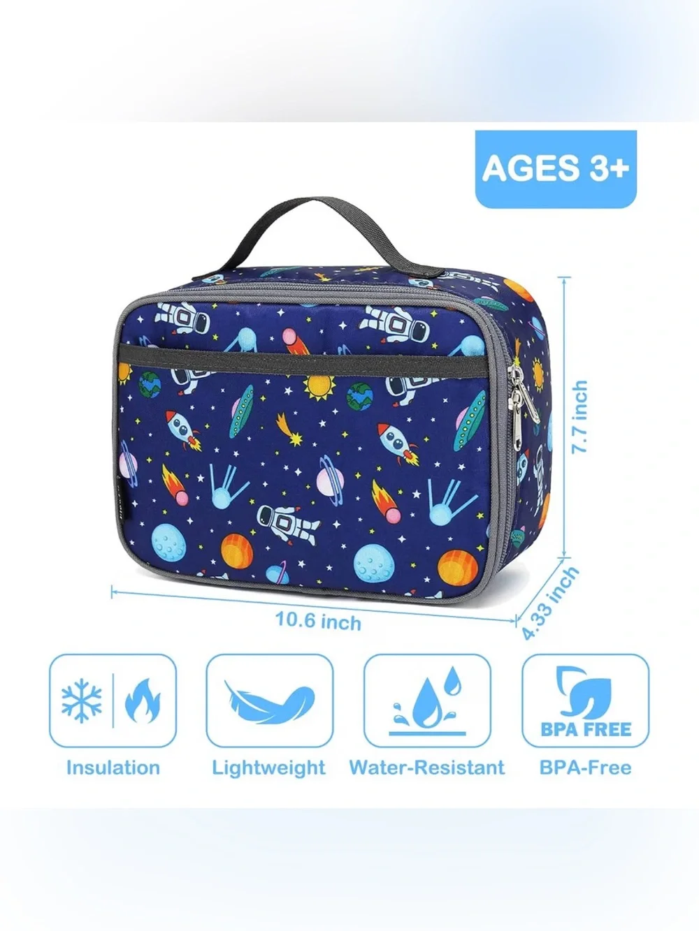 Kids Space Lunch Bag – Blue Astronaut Print